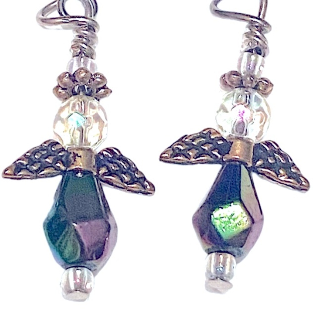 Free 💰add 1/bundle Earrings Crystal Angel earrings Aurora Borealis wings & Halo